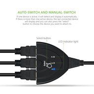 Cablor 3-Port HDMI Switch Splitter with Pigtail Cable , 3 in 1 out Auto Switch, Support 3D, 1080P For TV N4