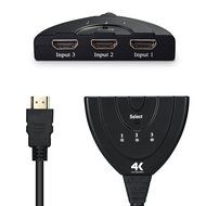 Cablor 3-Port HDMI Switch Splitter with Pigtail Cable , 3 in 1 out Auto Switch, Support 3D, 1080P For TV N9