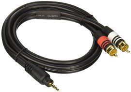 Monoprice 105597 3-Feet Premium Stereo Male to 2RCA Male 22AWG Cable - Black