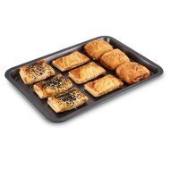 Finether FDA 3-Piece Nonstick Rectangular Bakeware and Cookie Sheet Set Pan Set Serving Tray, Dark Grey N3