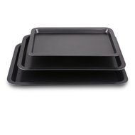 Finether FDA 3-Piece Nonstick Rectangular Bakeware and Cookie Sheet Set Pan Set Serving Tray, Dark Grey N4