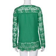 AIMTOPPYFashion Womens Lace Long Sleeve Shirt Casual Blouse Loose Cotton Tops T Shirt (XXXXL, Green) N4