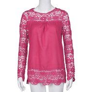 AIMTOPPYFashion Womens Lace Long Sleeve Shirt Casual Blouse Loose Cotton Tops T Shirt (XXXXL, Green) N7