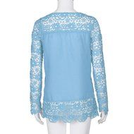 AIMTOPPYFashion Womens Lace Long Sleeve Shirt Casual Blouse Loose Cotton Tops T Shirt (XXXXL, Green) N15