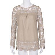 AIMTOPPYFashion Womens Lace Long Sleeve Shirt Casual Blouse Loose Cotton Tops T Shirt (XXXXL, Green) N19