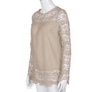 AIMTOPPYFashion Womens Lace Long Sleeve Shirt Casual Blouse Loose Cotton Tops T Shirt (XXXXL, Green) N20