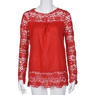 AIMTOPPYFashion Womens Lace Long Sleeve Shirt Casual Blouse Loose Cotton Tops T Shirt (XXXXL, Green) N35