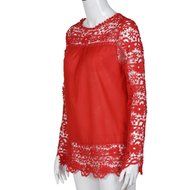 AIMTOPPYFashion Womens Lace Long Sleeve Shirt Casual Blouse Loose Cotton Tops T Shirt (XXXXL, Green) N36