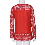 AIMTOPPYFashion Womens Lace Long Sleeve Shirt Casual Blouse Loose Cotton Tops T Shirt (XXXXL, Green) N37
