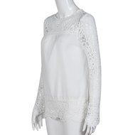 AIMTOPPYFashion Womens Lace Long Sleeve Shirt Casual Blouse Loose Cotton Tops T Shirt (XXXXL, Green) N42