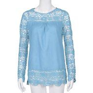 AIMTOPPYFashion Womens Lace Long Sleeve Shirt Casual Blouse Loose Cotton Tops T Shirt (XXXXL, Green) N47