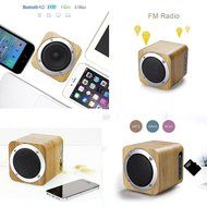 niceEshop(TM) Wood Bluetooth 4.0 Wireless Mini Speaker with FM Radio 1800mAh Rechargable Battery Compatible with... N5