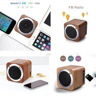 niceEshop(TM) Wood Bluetooth 4.0 Wireless Mini Speaker with FM Radio 1800mAh Rechargable Battery Compatible with... N12