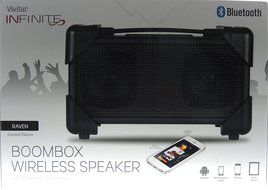 Vivitar V143BT-BLK Bluetooth Retro Boom Box Speaker, Black N5