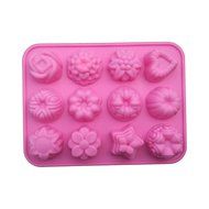Fanhesheng Flowers Silicone Non Stick Cake Bread Mold Chocolate Jelly Candy Baking Mould Color Random