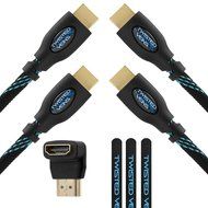 Twisted Veins Two (2) Pack of (25 ft) High Speed HDMI Cables + Right Angle Adapter and Velcro Cable Ties (Latest...
