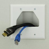 DataComm 45-0001-WH 1-Gang Recessed Low Voltage Cable Plate (White) N5