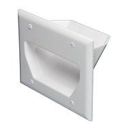 DataComm 45-0001-WH 1-Gang Recessed Low Voltage Cable Plate (White) N10