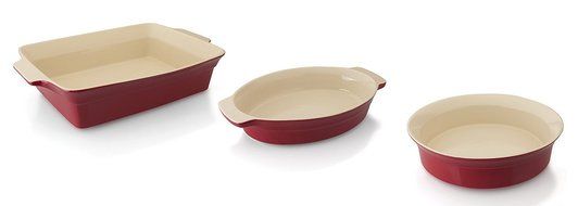 BergHOFF Geminis 3-Piece Basic Bakeware Set, Red/Ivory