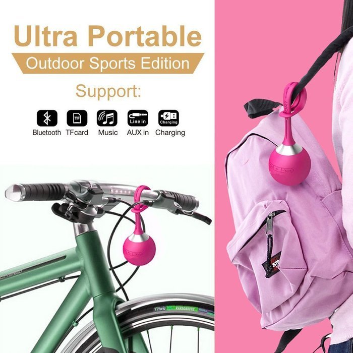 PINGKO Waterproof Wireless Bluetooth Speaker For Portable Outdoor with Dustproof Shockproof - Pink N2