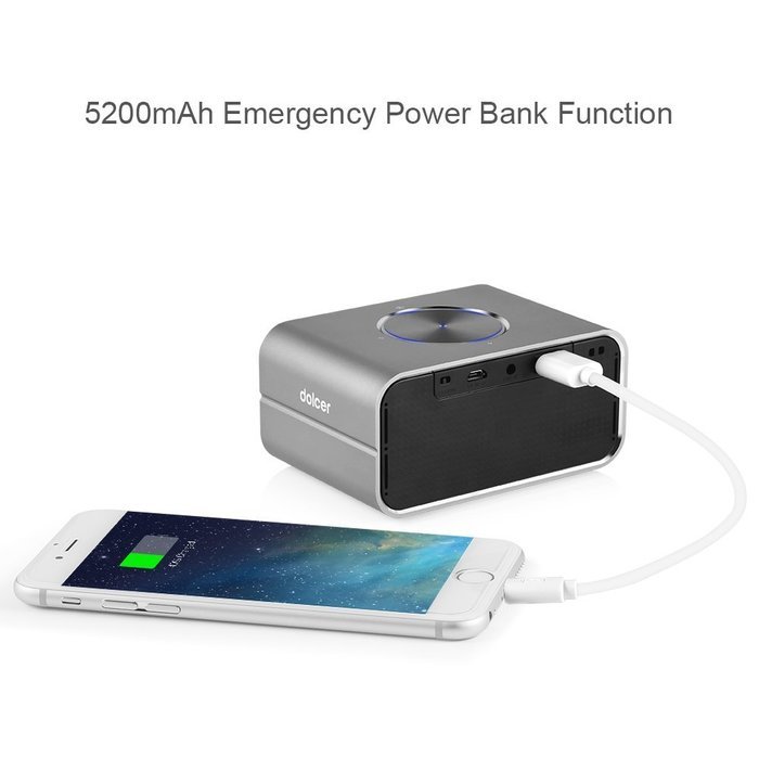 Dolcer 32-Hour Playtime Aluminium Stereo Bluetooth Speaker with Powerful Bass 5200mAh Powerbank Shows Battery... N5