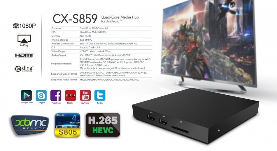 VOXLINK New Android TV Box Amlogic S805 Quad Core ARM Cortex-A5 1.5GHz Mini PC 1G/8G Support WIFI Bluetooth Google... N4