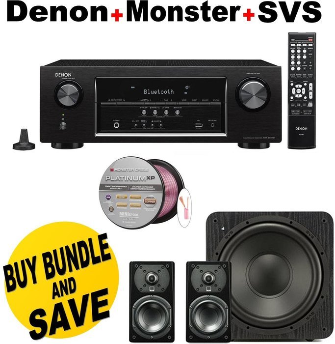 Denon AVR-S510BT 5.2 Channel Full 4K Ultra HD A/V Receiver with Bluetooth + SVS Prime Satellite 2.1 High-Grade...
