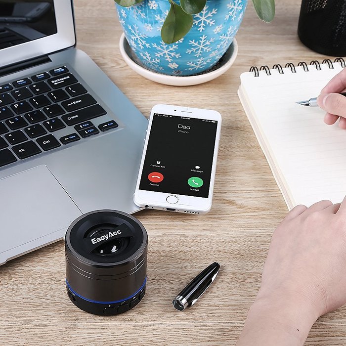 EasyAcc Mini Portable Bluetooth 4.0 Speaker with Mic, 3.5mm Aux, FM Function, Micro SD Card Support - Titanium... N3