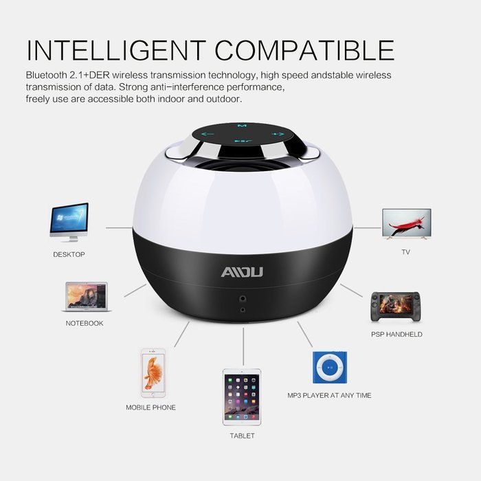 Bluetooth Speakers,Guojia Mini Portable Color Changing LED Light Wireless HI-FI Surround Stereo Sound Speaker... N3