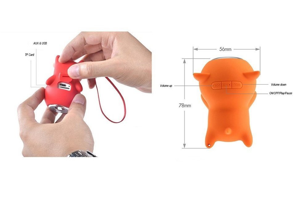 Danyer Portable Wireless Bluetooth Speaker Mini Waterproof Pig Shape N2