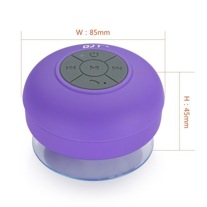 GJT Wireless Bluetooth Waterproof Portable Shower Speaker 3.0 with Built-in Mic and Suction Cup - Blue N11