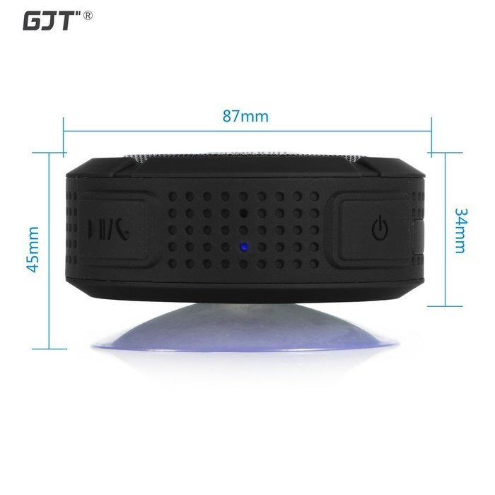 GJT Wireless Bluetooth Waterproof Portable Shower Speaker 3.0 with Built-in Mic and Suction Cup - Blue N16