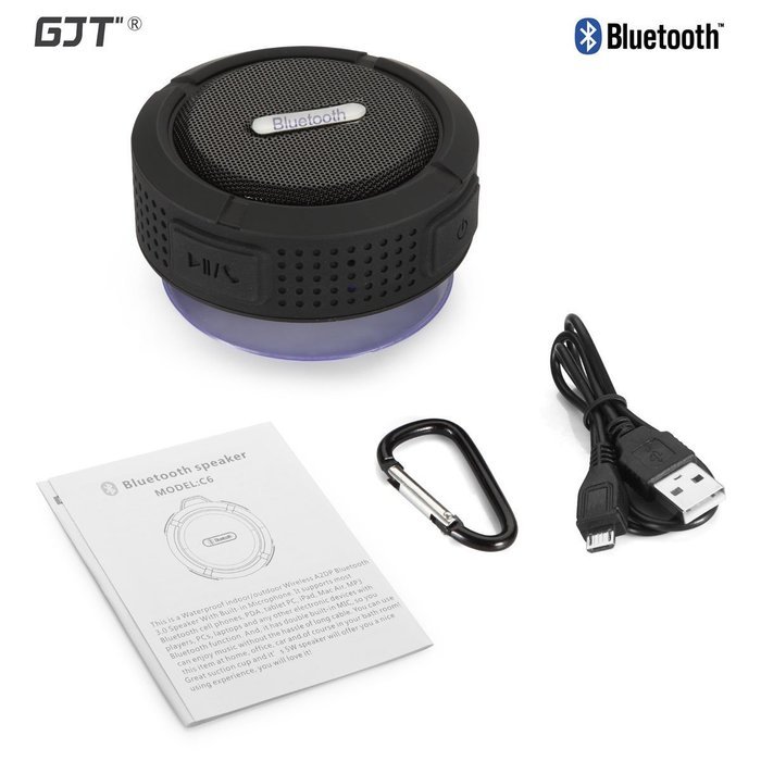 GJT Wireless Bluetooth Waterproof Portable Shower Speaker 3.0 with Built-in Mic and Suction Cup - Blue N19