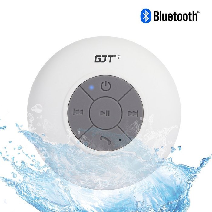 GJT Wireless Bluetooth Waterproof Portable Shower Speaker 3.0 with Built-in Mic and Suction Cup - Blue N20