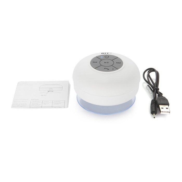 GJT Wireless Bluetooth Waterproof Portable Shower Speaker 3.0 with Built-in Mic and Suction Cup - Blue N25