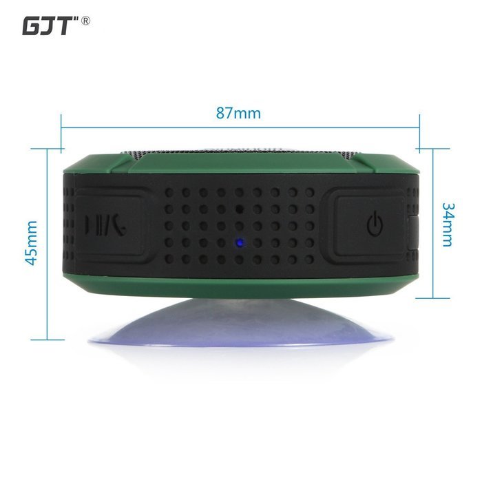 GJT Wireless Bluetooth Waterproof Portable Shower Speaker 3.0 with Built-in Mic and Suction Cup - Blue N30