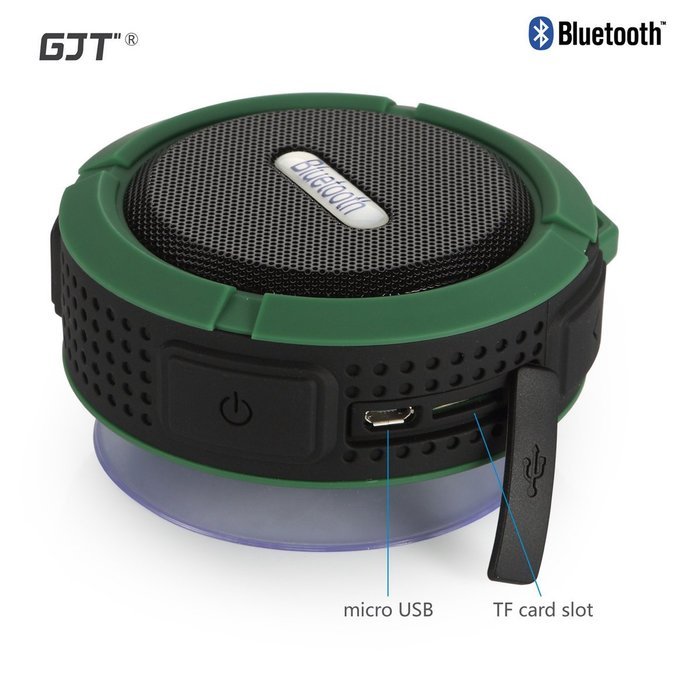 GJT Wireless Bluetooth Waterproof Portable Shower Speaker 3.0 with Built-in Mic and Suction Cup - Blue N32