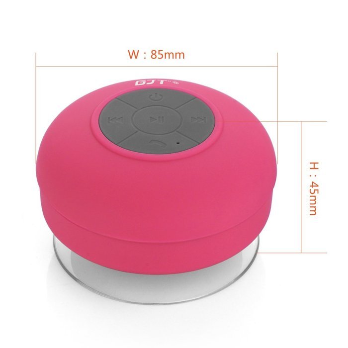 GJT Wireless Bluetooth Waterproof Portable Shower Speaker 3.0 with Built-in Mic and Suction Cup - Blue N39