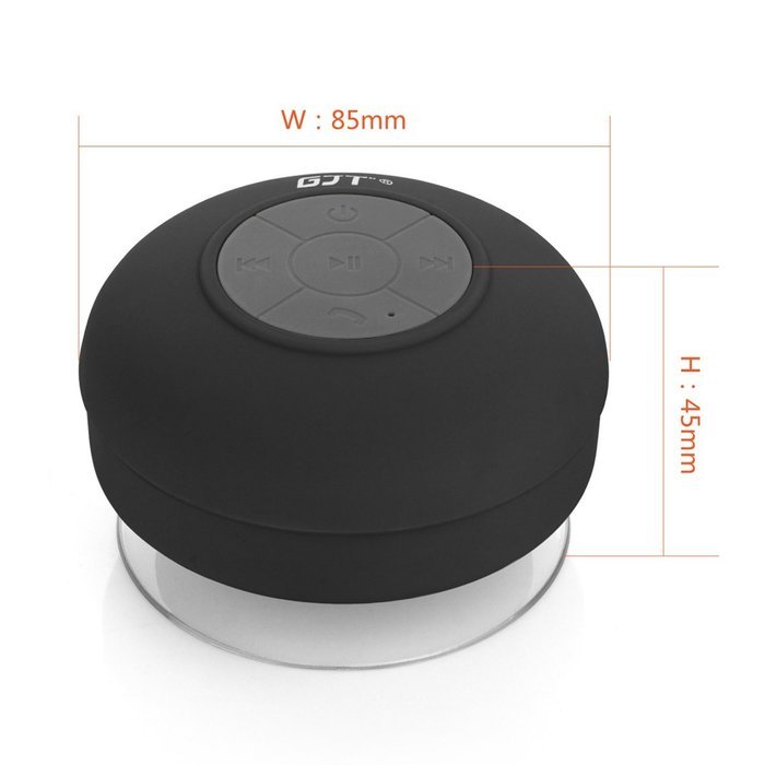 GJT Wireless Bluetooth Waterproof Portable Shower Speaker 3.0 with Built-in Mic and Suction Cup - Blue N50