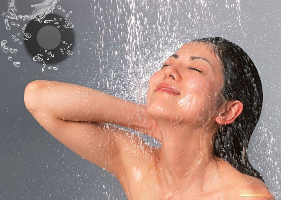 GJT Wireless Bluetooth Waterproof Portable Shower Speaker 3.0 with Built-in Mic and Suction Cup - Blue N52