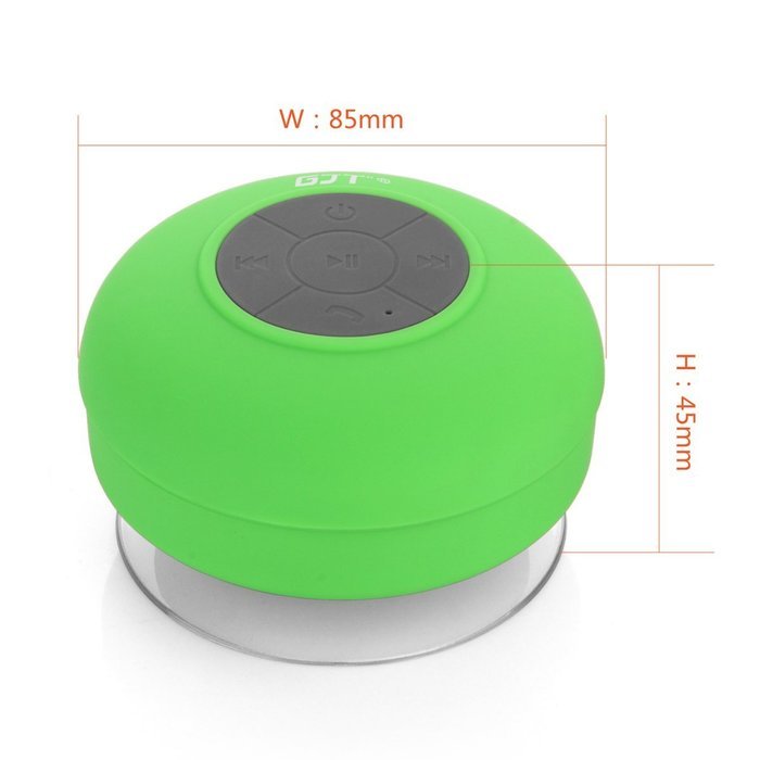GJT Wireless Bluetooth Waterproof Portable Shower Speaker 3.0 with Built-in Mic and Suction Cup - Blue N57