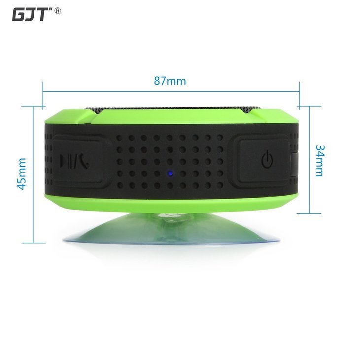 GJT Wireless Bluetooth Waterproof Portable Shower Speaker 3.0 with Built-in Mic and Suction Cup - Blue N62
