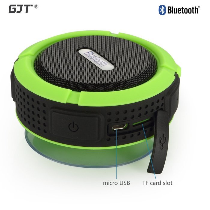 GJT Wireless Bluetooth Waterproof Portable Shower Speaker 3.0 with Built-in Mic and Suction Cup - Blue N64