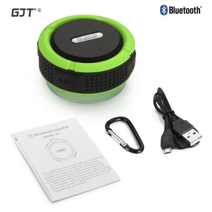 GJT Wireless Bluetooth Waterproof Portable Shower Speaker 3.0 with Built-in Mic and Suction Cup - Blue N66