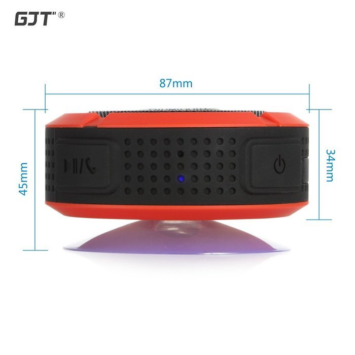GJT Wireless Bluetooth Waterproof Portable Shower Speaker 3.0 with Built-in Mic and Suction Cup - Blue N69