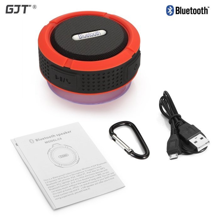 GJT Wireless Bluetooth Waterproof Portable Shower Speaker 3.0 with Built-in Mic and Suction Cup - Blue N73