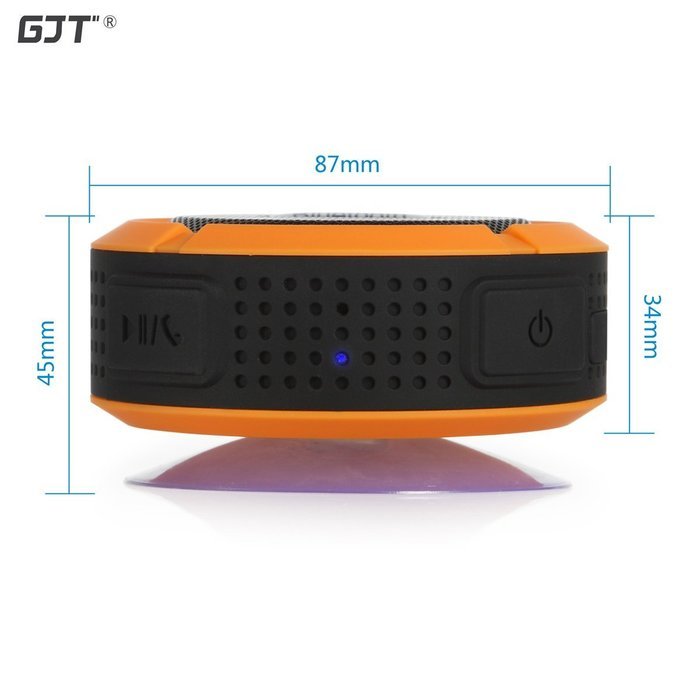 GJT Wireless Bluetooth Waterproof Portable Shower Speaker 3.0 with Built-in Mic and Suction Cup - Blue N76