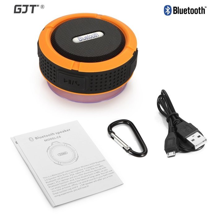 GJT Wireless Bluetooth Waterproof Portable Shower Speaker 3.0 with Built-in Mic and Suction Cup - Blue N80