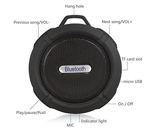 Portable Wireless Stereo Speaker for Shower/Outdoor, Compatible for iPhone/ IPad and Android Series with Built-in... N3