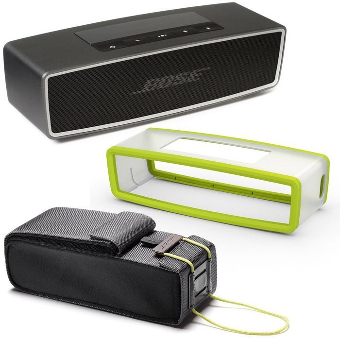Bose SoundLink Mini II Bluetooth Wireless Speaker - Carbone w/ Energy Green Soft Silicon Cover & Travel Bag -...